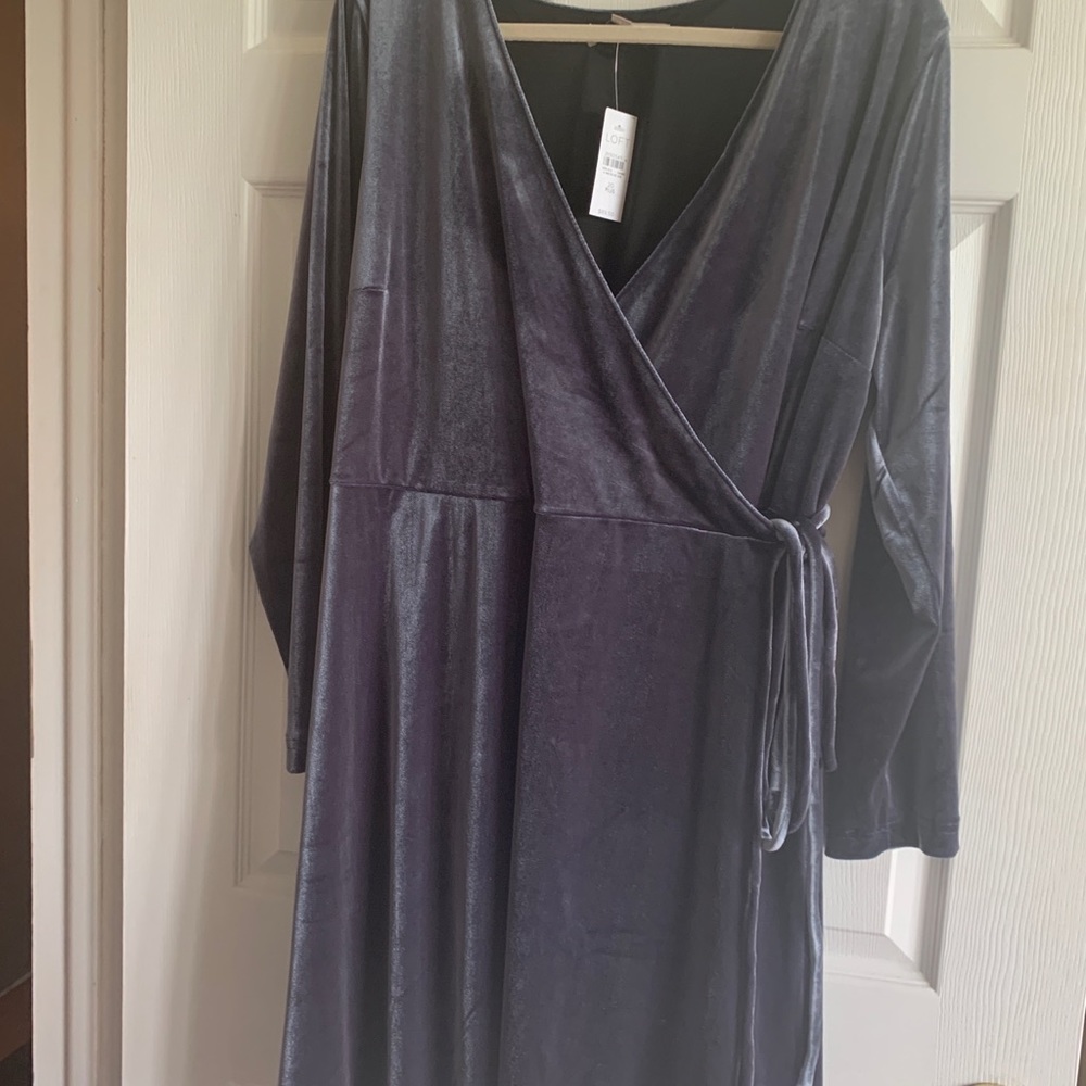 Loft Size NWT 20 Plus Blue Velvet Wrap Dress